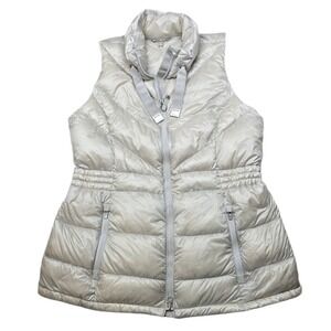 Athleta Goose Down Puffer Vest Womens‎ Large Light Gray Quilted Banner Peak